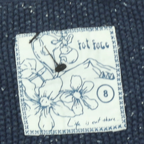 Fat Face Women's Blue Cotton V-Neck Knit Jumper Size 8
