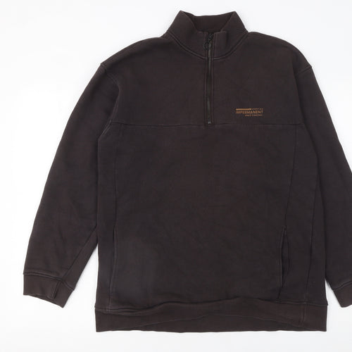 LCW Casual Men's Brown XL 1/4 Zip Pullover Sweatshirt