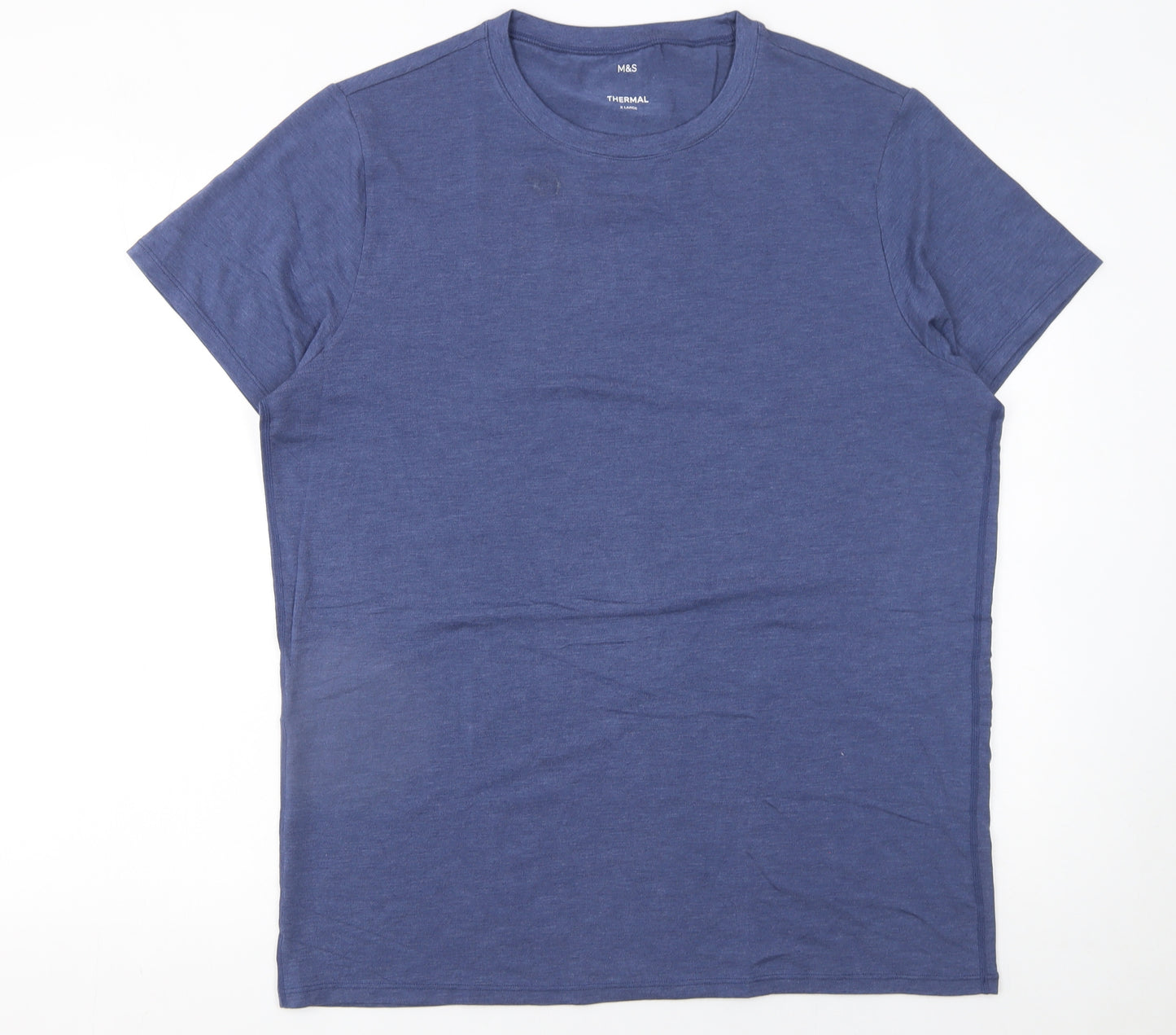 Marks and Spencer Men’s Blue Thermal Short Sleeve Crew Neck T-Shirt XL