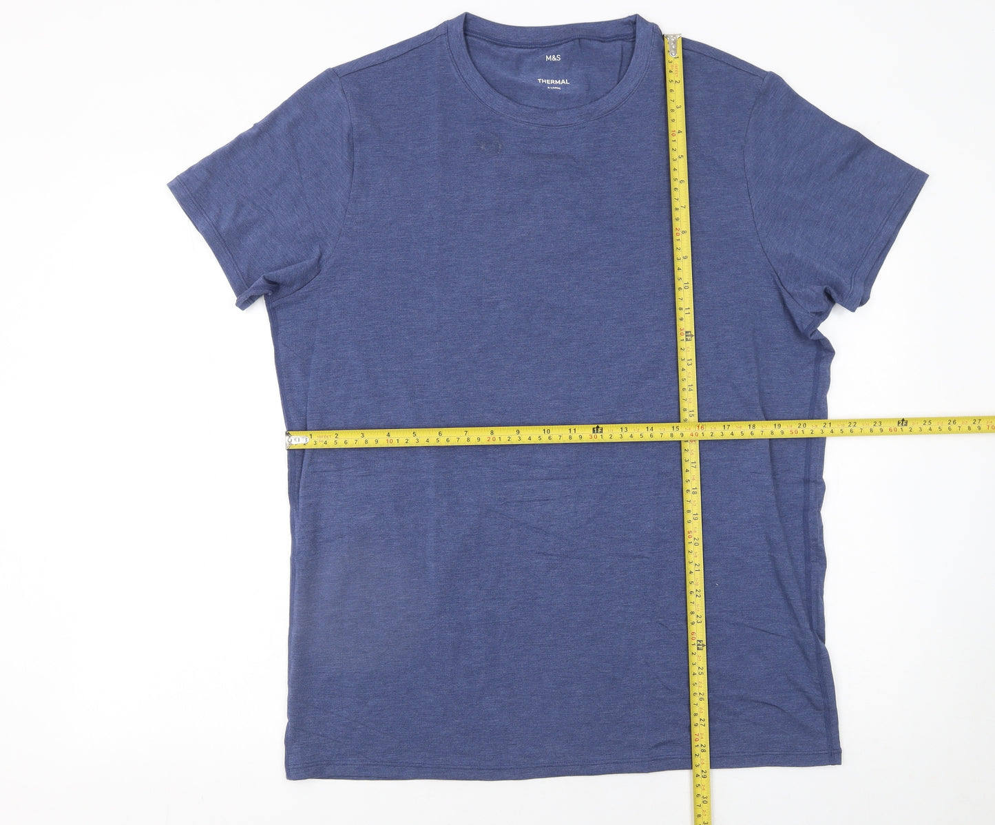Marks and Spencer Men’s Blue Thermal Short Sleeve Crew Neck T-Shirt XL