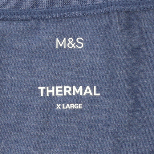 Marks and Spencer Men’s Blue Thermal Short Sleeve Crew Neck T-Shirt XL