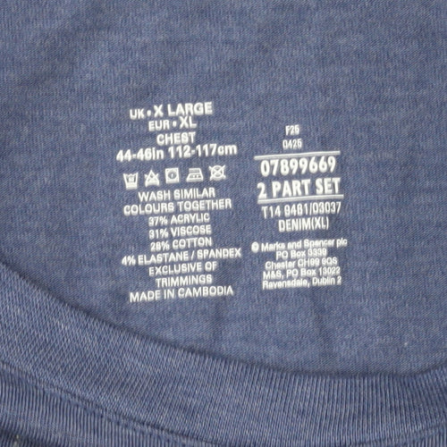 Marks and Spencer Men’s Blue Thermal Short Sleeve Crew Neck T-Shirt XL
