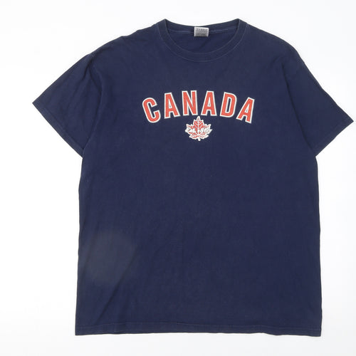 Fruit of the Loom Men's Blue Canada Graphic Cotton T-Shirt XL