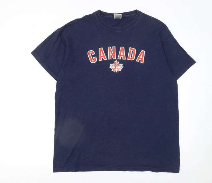 Fruit of the Loom Men's Blue Canada Graphic Cotton T-Shirt XL