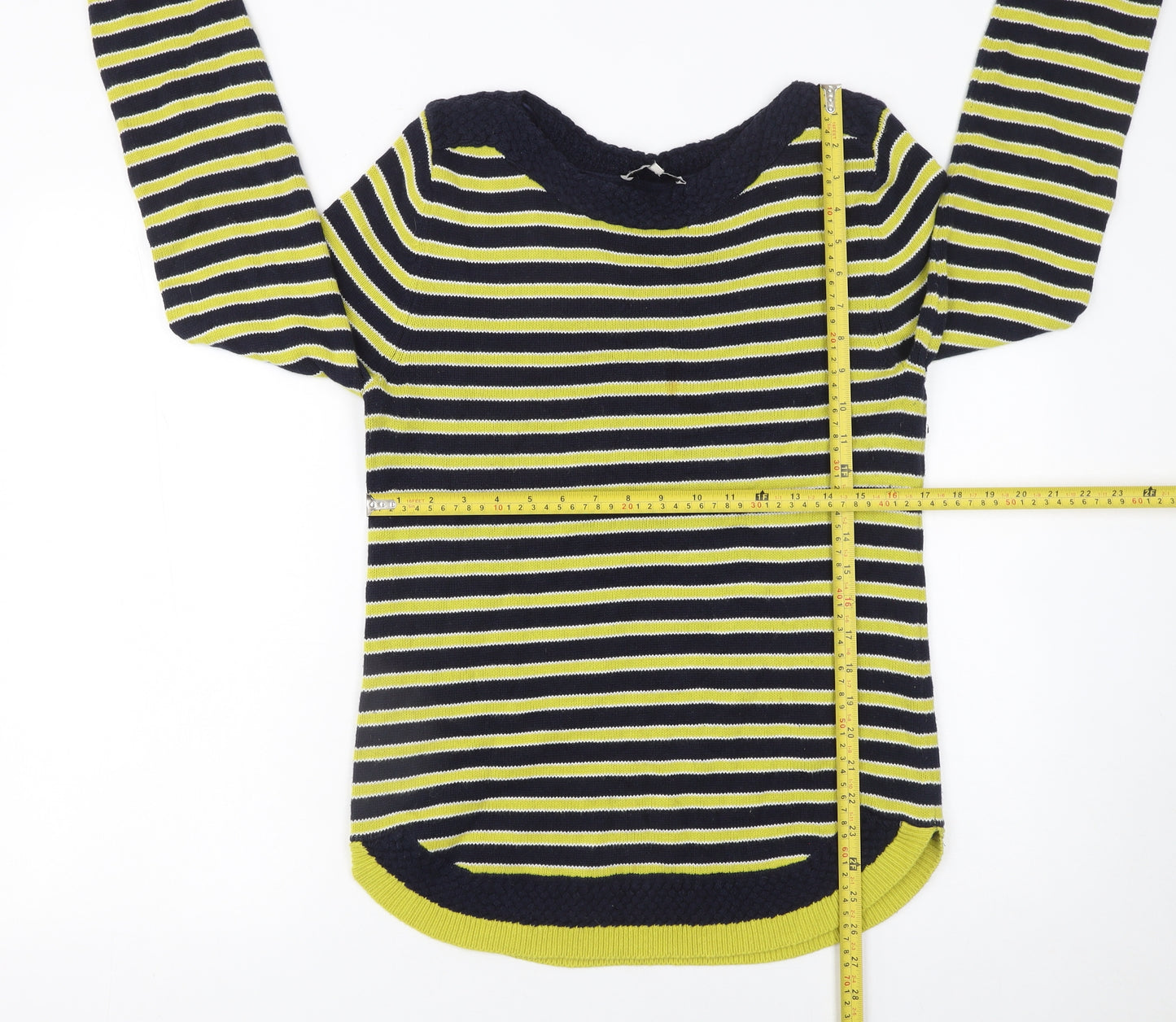 EAST Womens Multicoloured Striped Cotton Pullover Jumper M