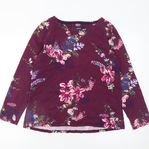 Joules Womens Purple Floral Long Sleeve Cotton T-Shirt UK 12