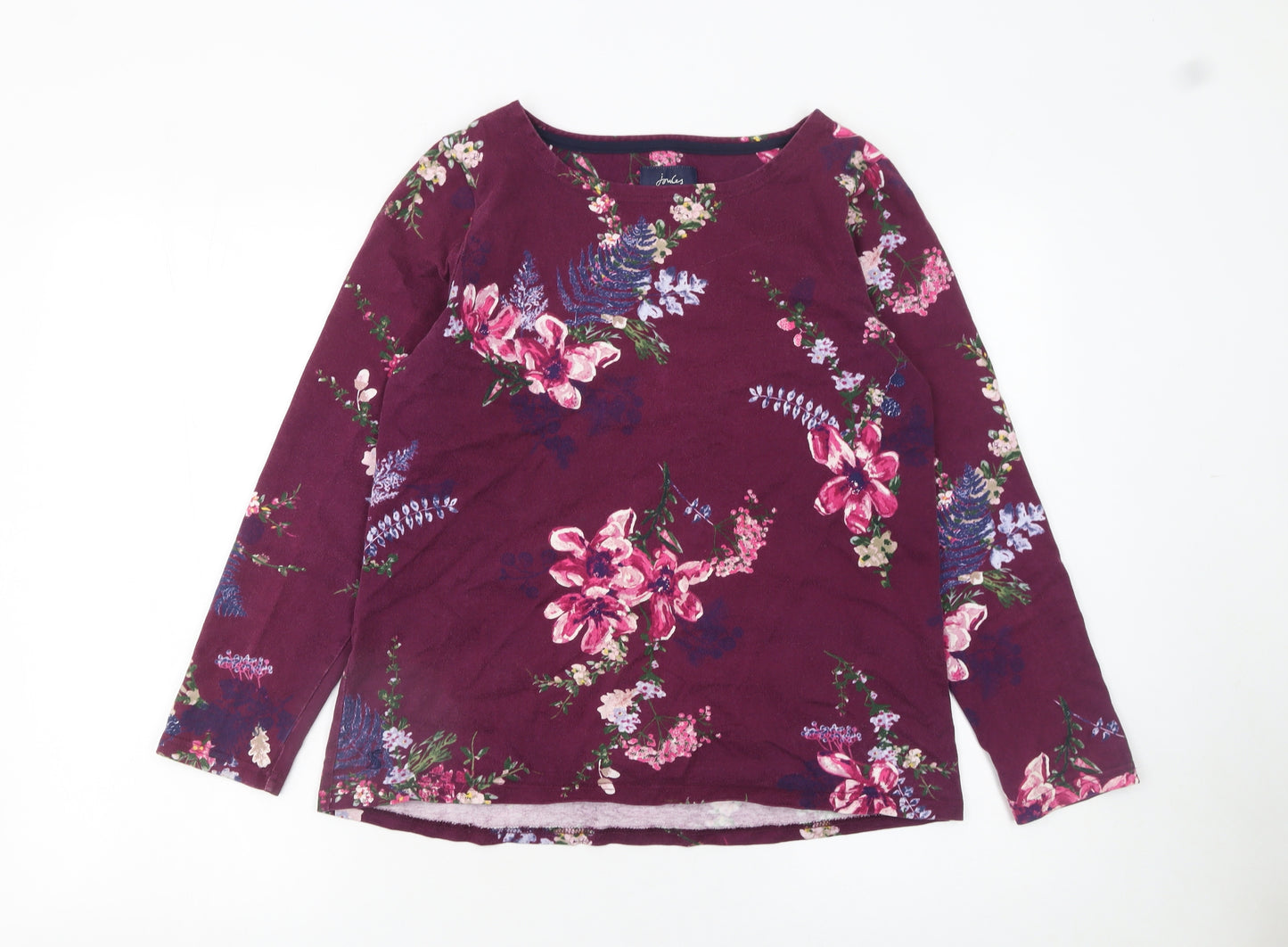 Joules Womens Purple Floral Long Sleeve Cotton T-Shirt UK 12