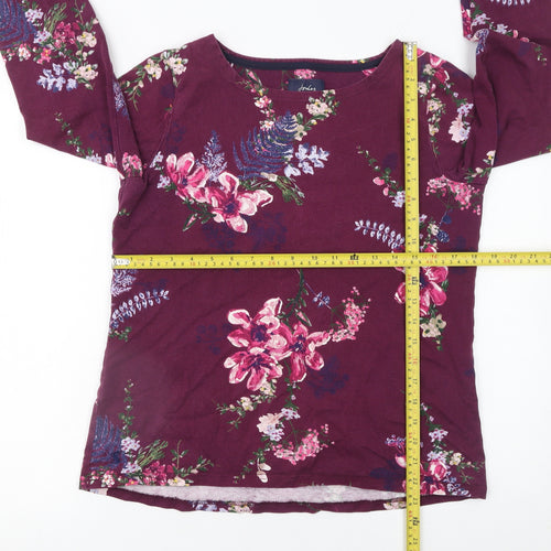 Joules Womens Purple Floral Long Sleeve Cotton T-Shirt UK 12