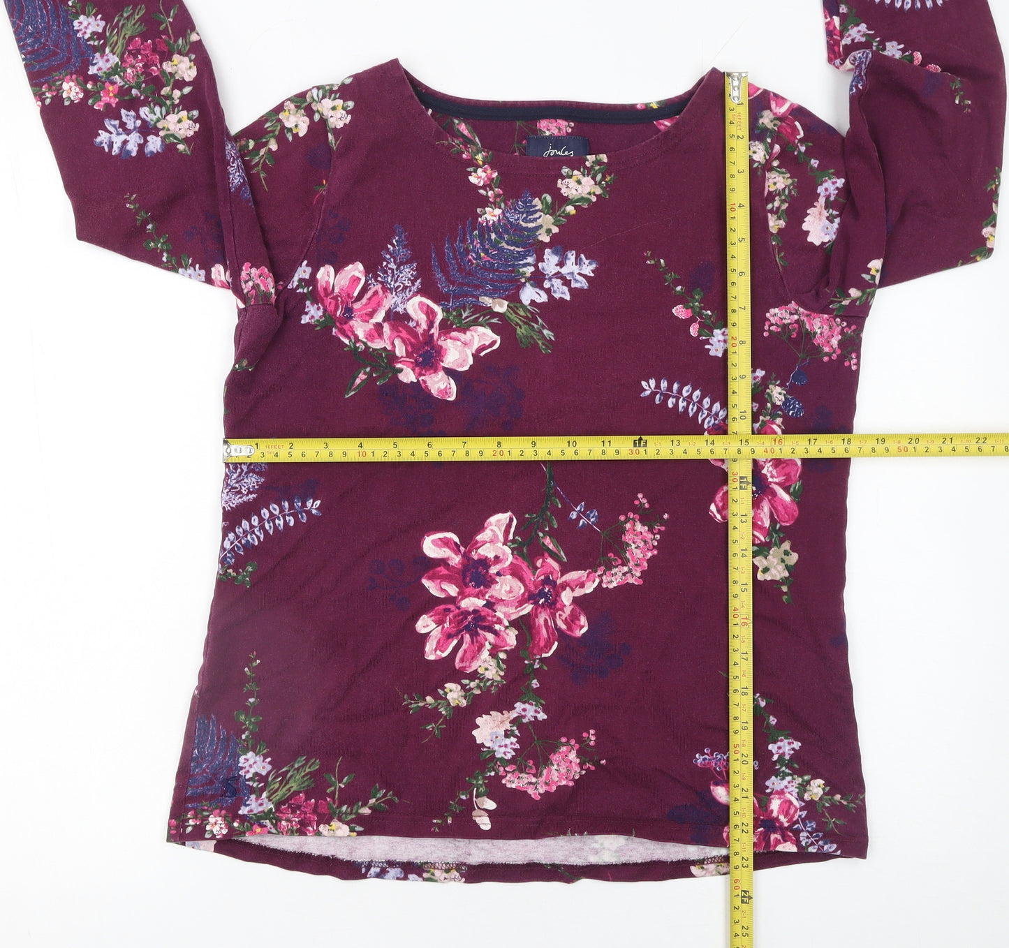 Joules Womens Purple Floral Long Sleeve Cotton T-Shirt UK 12