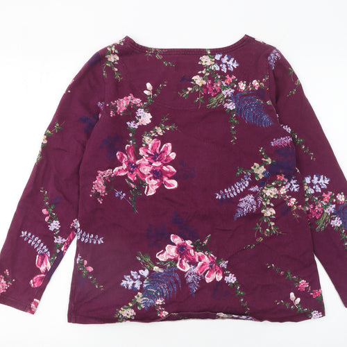 Joules Womens Purple Floral Long Sleeve Cotton T-Shirt UK 12