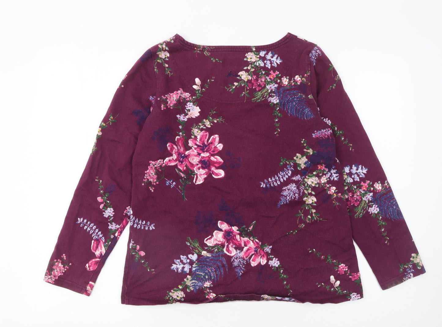 Joules Womens Purple Floral Long Sleeve Cotton T-Shirt UK 12