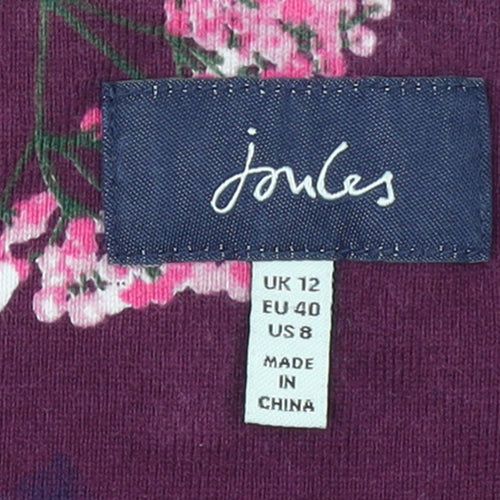 Joules Womens Purple Floral Long Sleeve Cotton T-Shirt UK 12