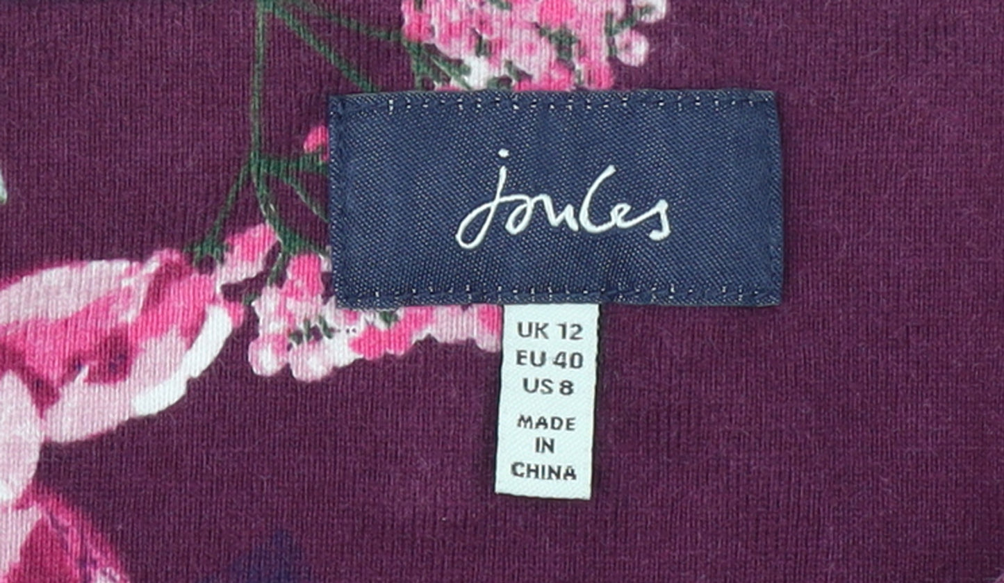 Joules Womens Purple Floral Long Sleeve Cotton T-Shirt UK 12