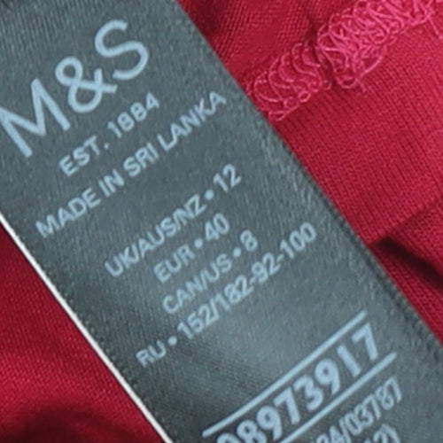 Marks and Spencer Women’s Red Long Sleeve Bow Neck Blouse Size 12