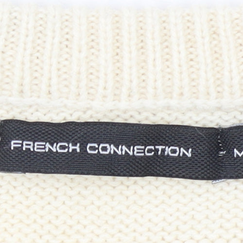 French Connection Men's Beige Fair Isle Wool Blend Jumper Size M