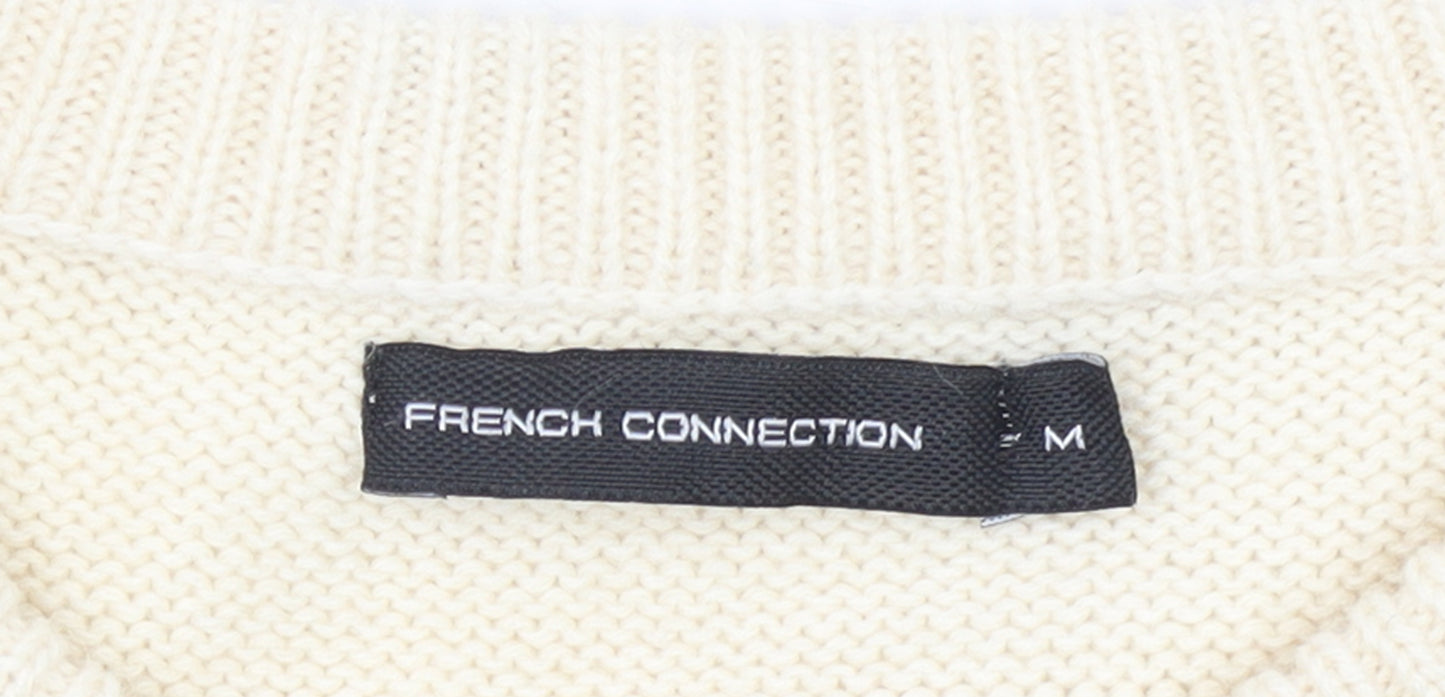French Connection Men's Beige Fair Isle Wool Blend Jumper Size M