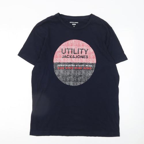 Jack & Jones Men’s Blue Utility Graphic Slim Fit T-Shirt XL