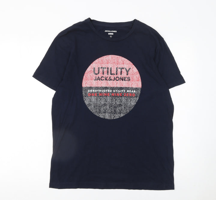 Jack & Jones Men’s Blue Utility Graphic Slim Fit T-Shirt XL