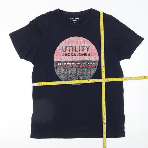 Jack & Jones Men’s Blue Utility Graphic Slim Fit T-Shirt XL