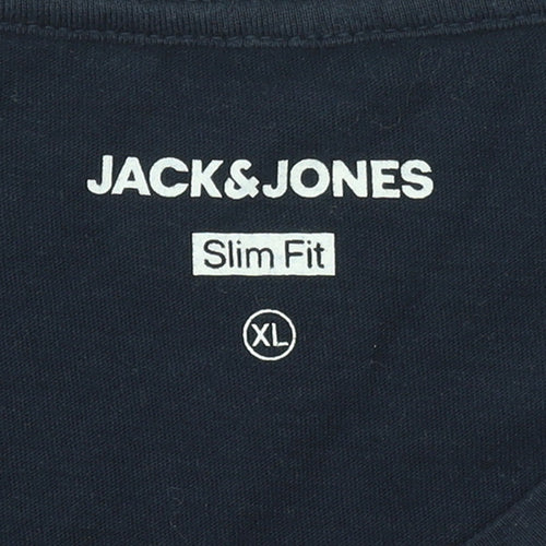 Jack & Jones Men’s Blue Utility Graphic Slim Fit T-Shirt XL