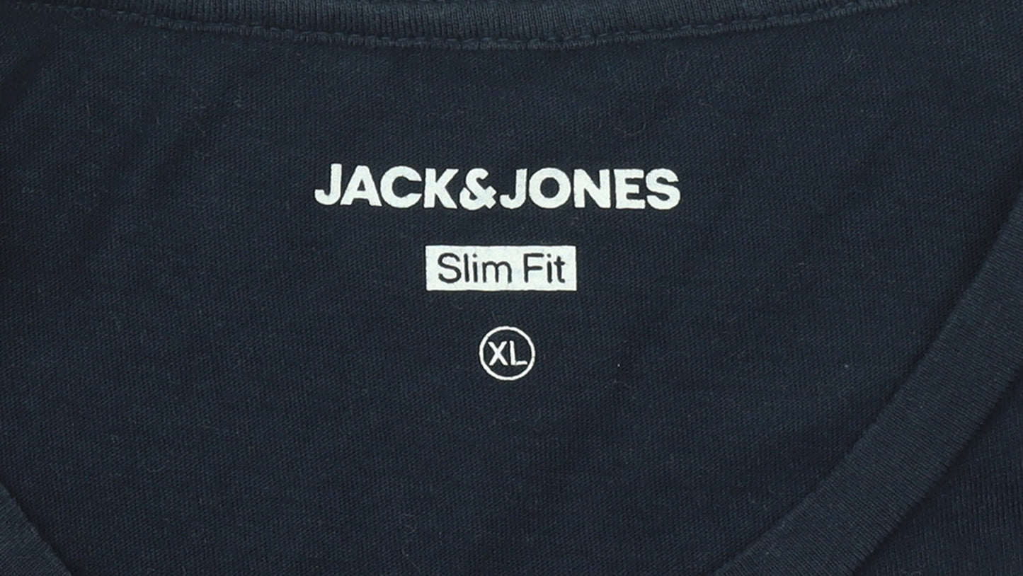 Jack & Jones Men’s Blue Utility Graphic Slim Fit T-Shirt XL