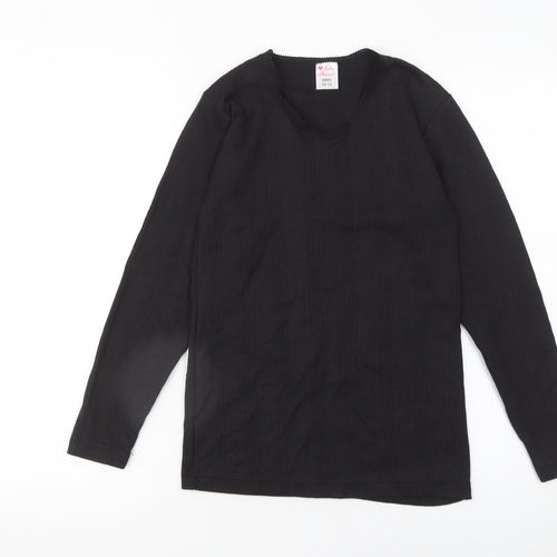 Ladies Thermal Girls Black Long Sleeve V-Neck T-Shirt Size 10-12 Years