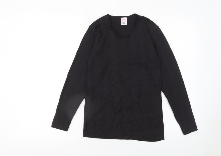 Ladies Thermal Girls Black Long Sleeve V-Neck T-Shirt Size 10-12 Years