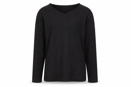 Ladies Thermal Girls Black Long Sleeve V-Neck T-Shirt Size 10-12 Years