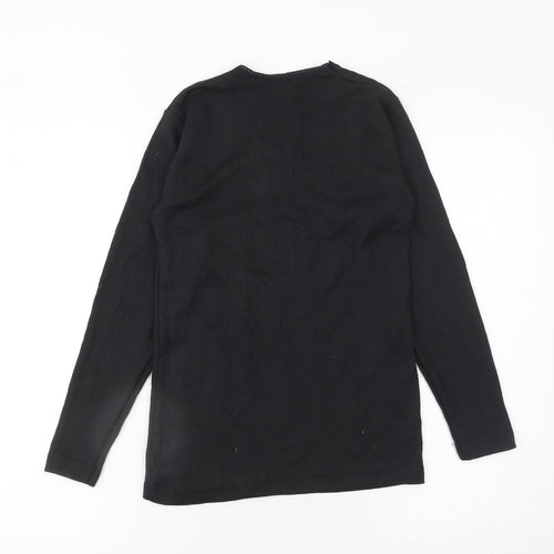 Ladies Thermal Girls Black Long Sleeve V-Neck T-Shirt Size 10-12 Years
