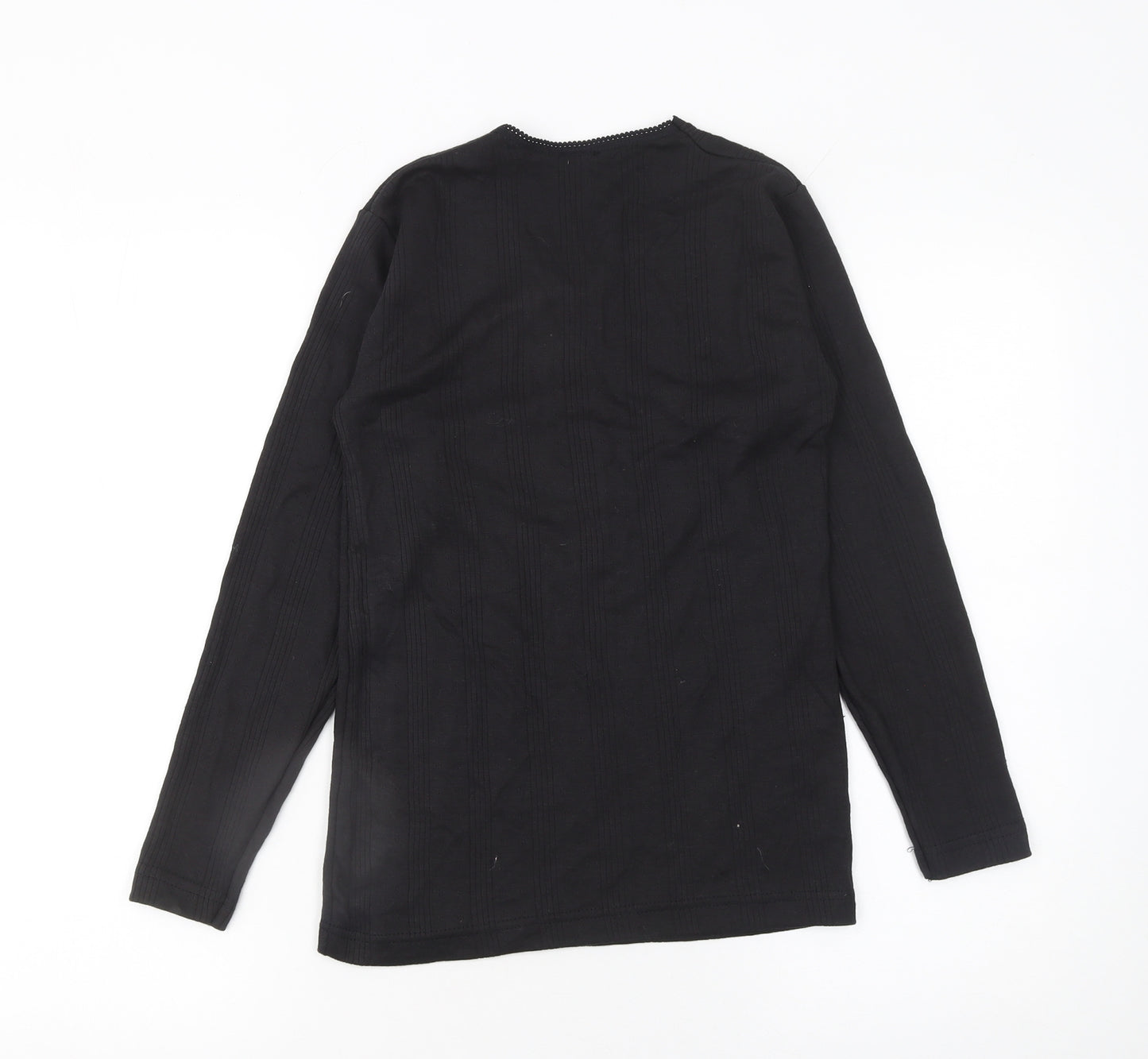 Ladies Thermal Girls Black Long Sleeve V-Neck T-Shirt Size 10-12 Years