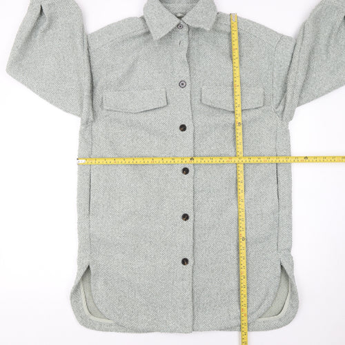 H&M Women's Grey Long Tweed Button Jacket Size S