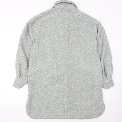 H&M Women's Grey Long Tweed Button Jacket Size S
