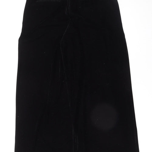Next Women Black Velvet Wide-Leg High Rise Trousers Size 12