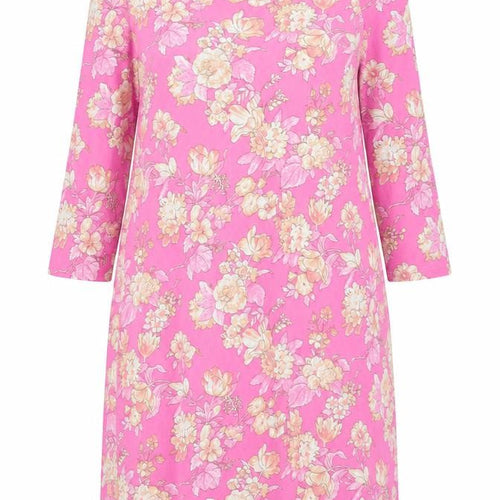 Lands' End Women Pink Floral Cotton Shift Dress Size S