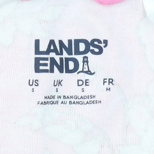 Lands' End Women Pink Floral Cotton Shift Dress Size S