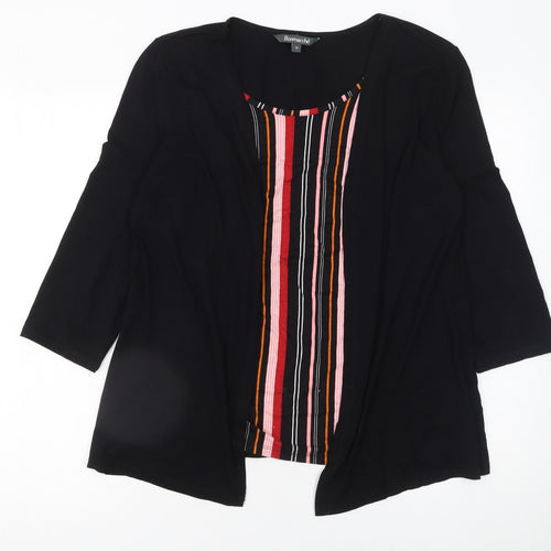 Bonmarché Women’s Black Striped Tunic Blouse Size 16 3/4 Sleeve Jersey Top