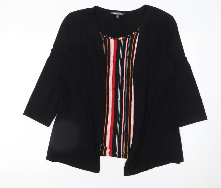 Bonmarché Women’s Black Striped Tunic Blouse Size 16 3/4 Sleeve Jersey Top