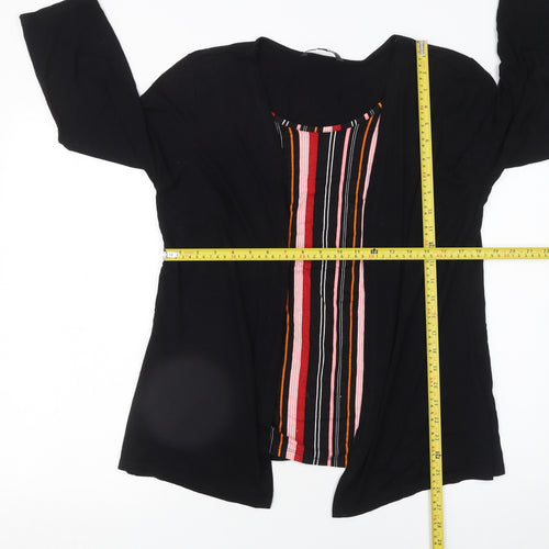 Bonmarché Women’s Black Striped Tunic Blouse Size 16 3/4 Sleeve Jersey Top