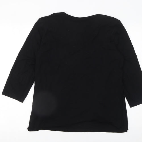 Bonmarché Women’s Black Striped Tunic Blouse Size 16 3/4 Sleeve Jersey Top