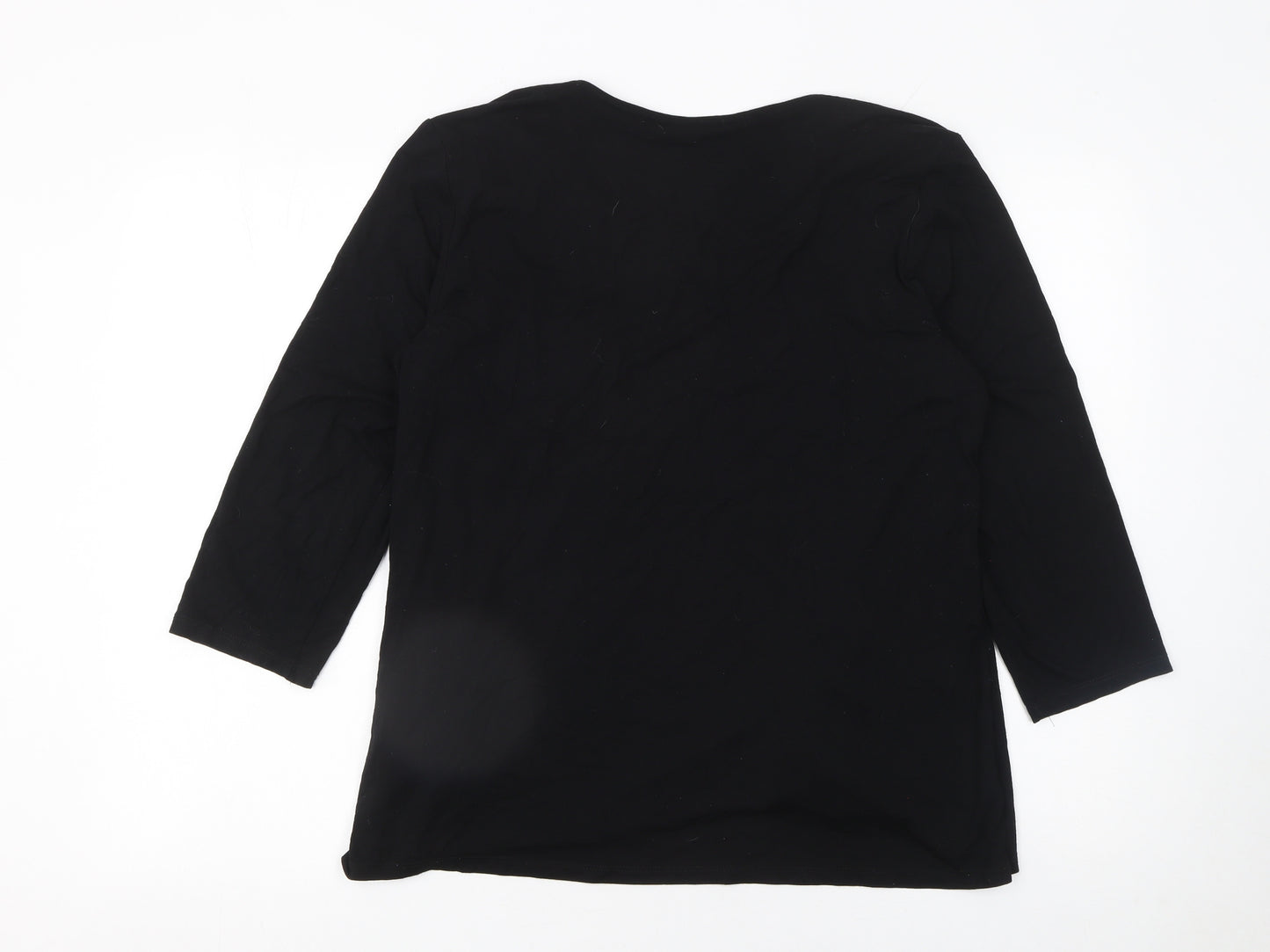 Bonmarché Women’s Black Striped Tunic Blouse Size 16 3/4 Sleeve Jersey Top