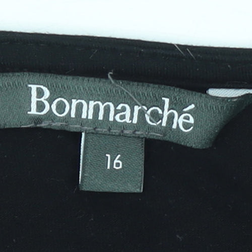 Bonmarché Women’s Black Striped Tunic Blouse Size 16 3/4 Sleeve Jersey Top