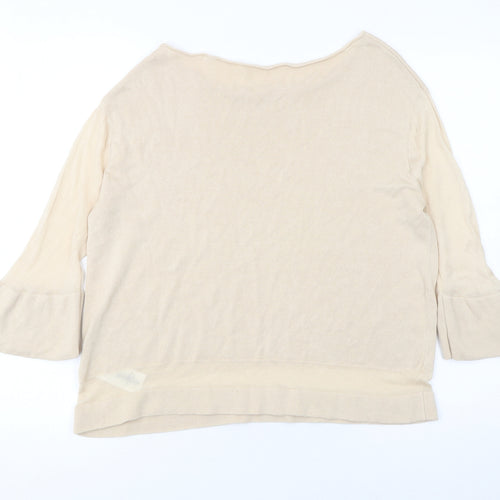 Hobbs Women Beige Knit Flared Sleeve Boat Neck Jumper M