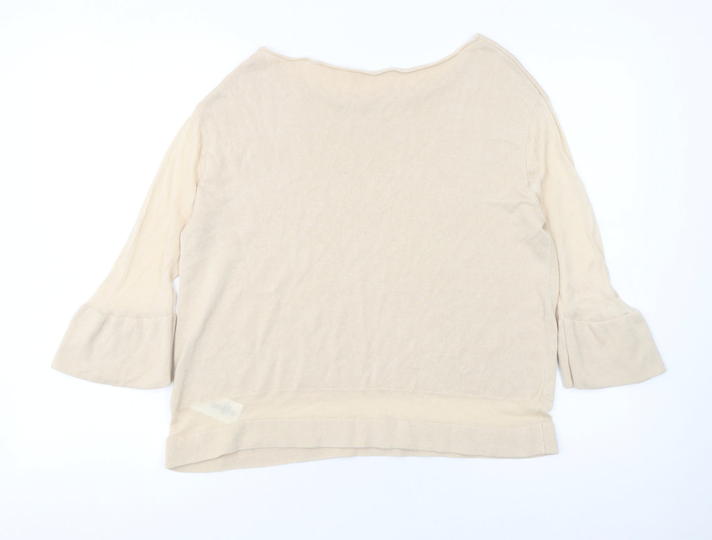 Hobbs Women Beige Knit Flared Sleeve Boat Neck Jumper M