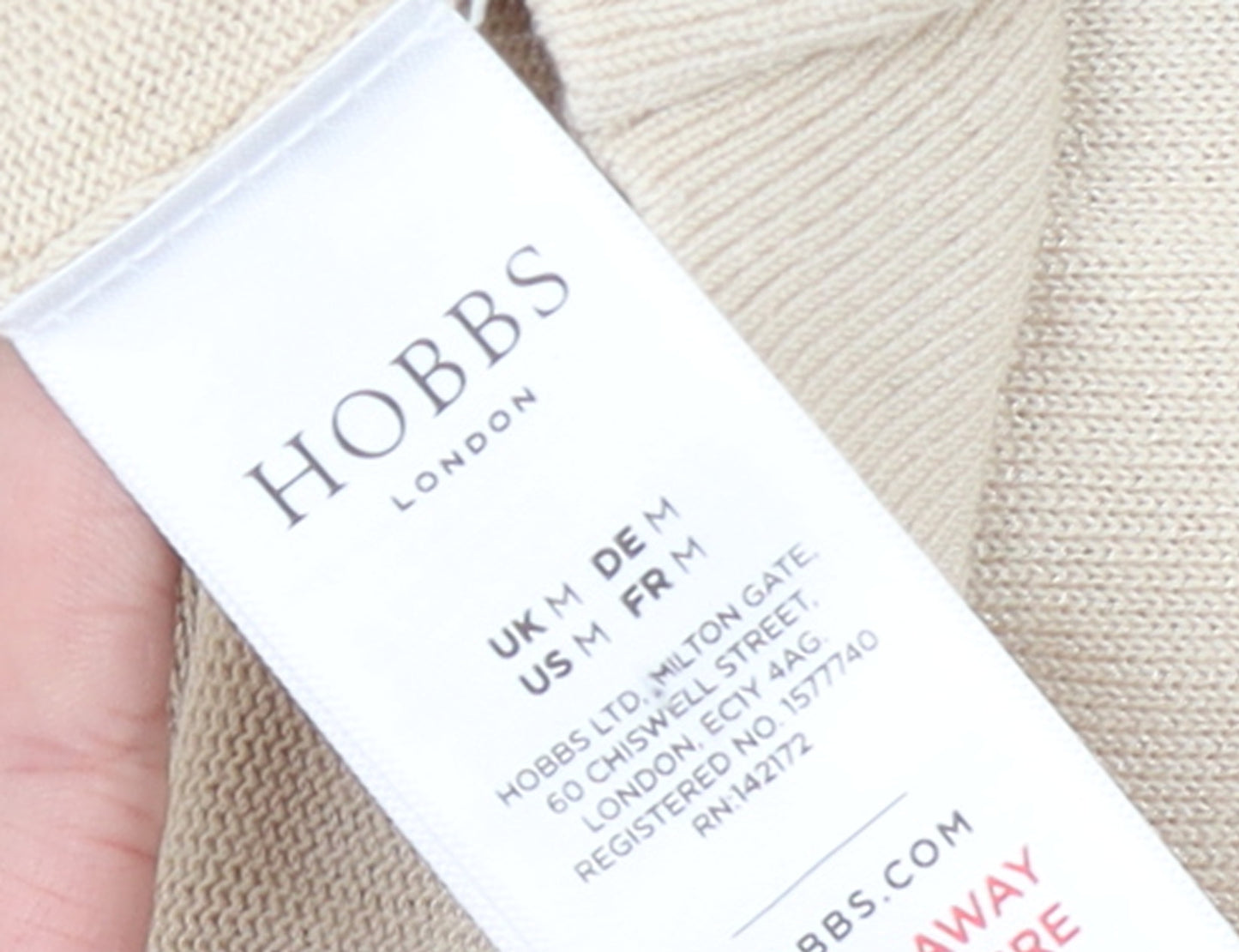 Hobbs Women Beige Knit Flared Sleeve Boat Neck Jumper M