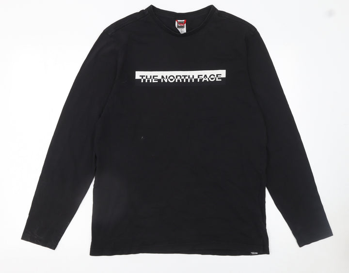 The North Face Men's Black Long Sleeve Cotton Logo T-Shirt Size M