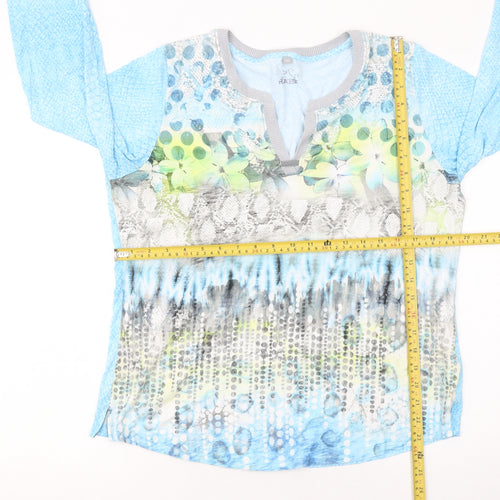 Raer Women Blue Multicoloured 3/4 Sleeve Viscose Tunic Top Size 16
