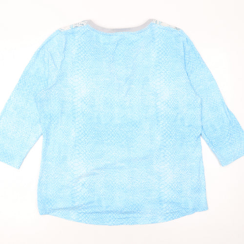 Raer Women Blue Multicoloured 3/4 Sleeve Viscose Tunic Top Size 16