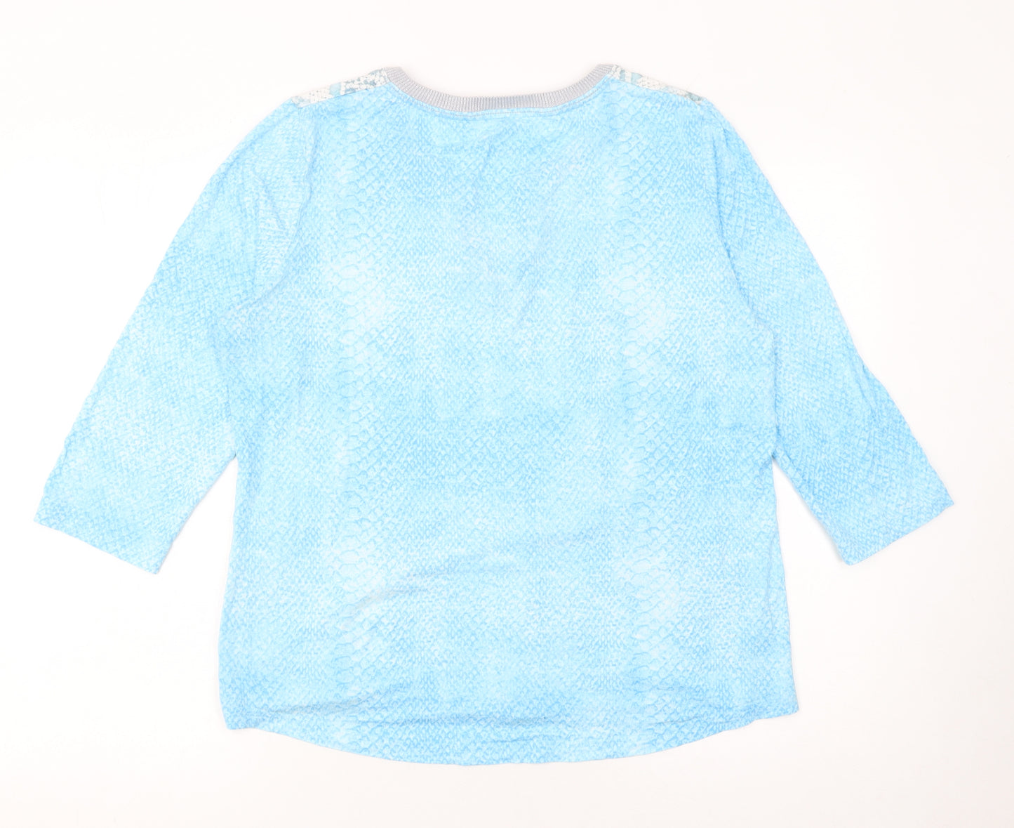 Raer Women Blue Multicoloured 3/4 Sleeve Viscose Tunic Top Size 16
