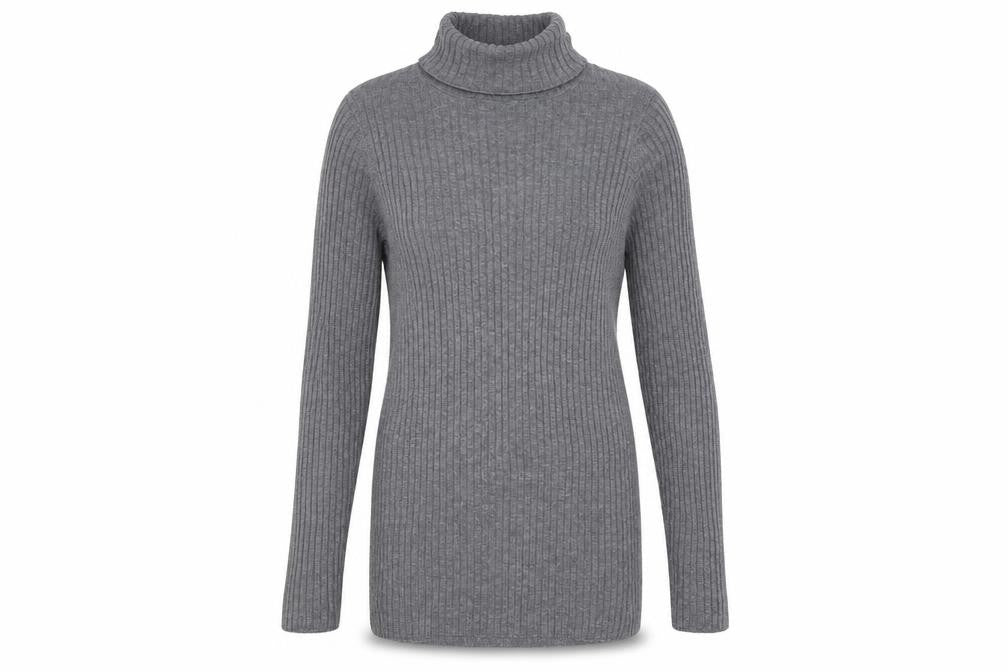 Front view of Whistles Women Grey Roll Neck Wool Blend Ribbed Jumper, size 4