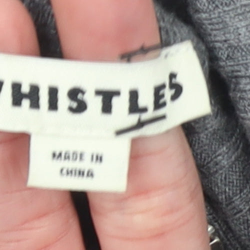 Whistles Women Grey Roll Neck Wool Blend Ribbed Jumper Size 4